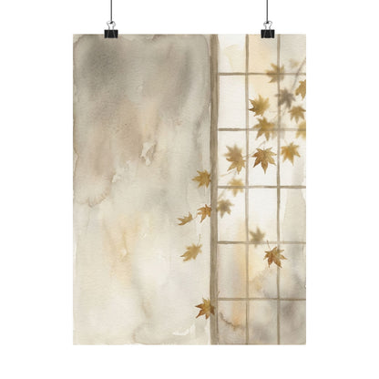Elegant Shoji Screen Wall Art Print - Watercolor Japandi
