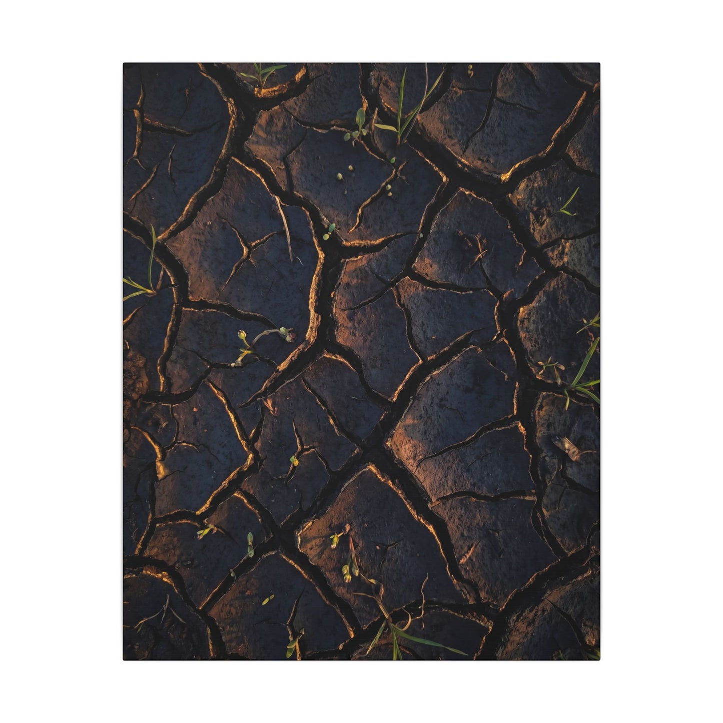 Cracked Earth Moody Minimal Canvas Art | Luxurious Dark Japandi Art