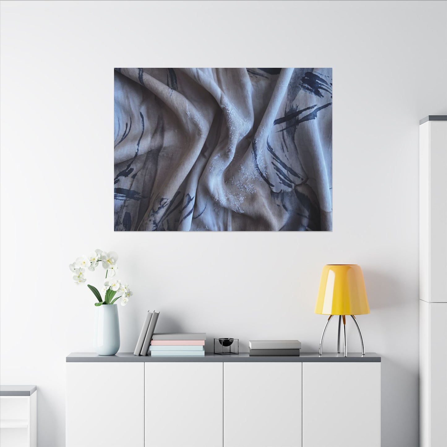 Silk Drape Winter Canvas Art | Japandi Earthy Design