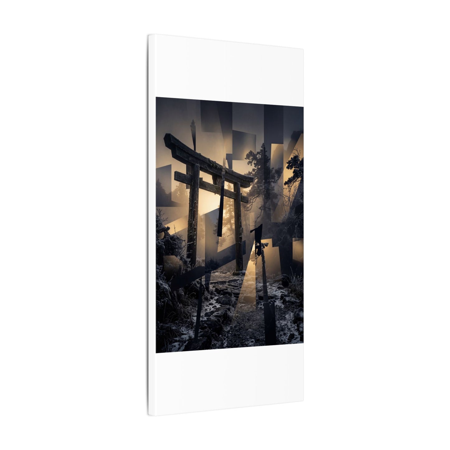 Winter Torii Gate Moody Minimal Canvas Art | Bold Decor