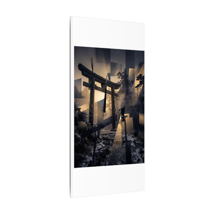 Winter Torii Gate Moody Minimal Canvas Art | Bold Decor