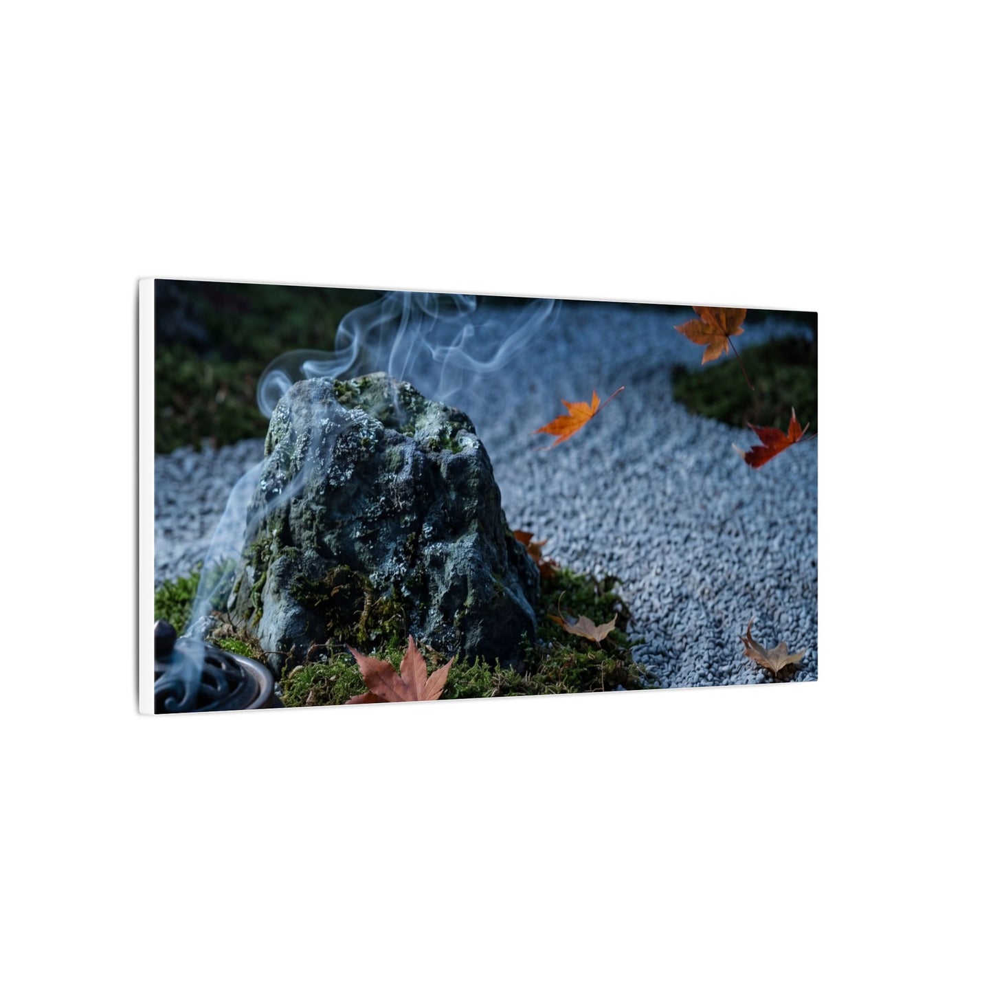Autumn Incense Smoke Karesansui Canvas Art | Calm Decor