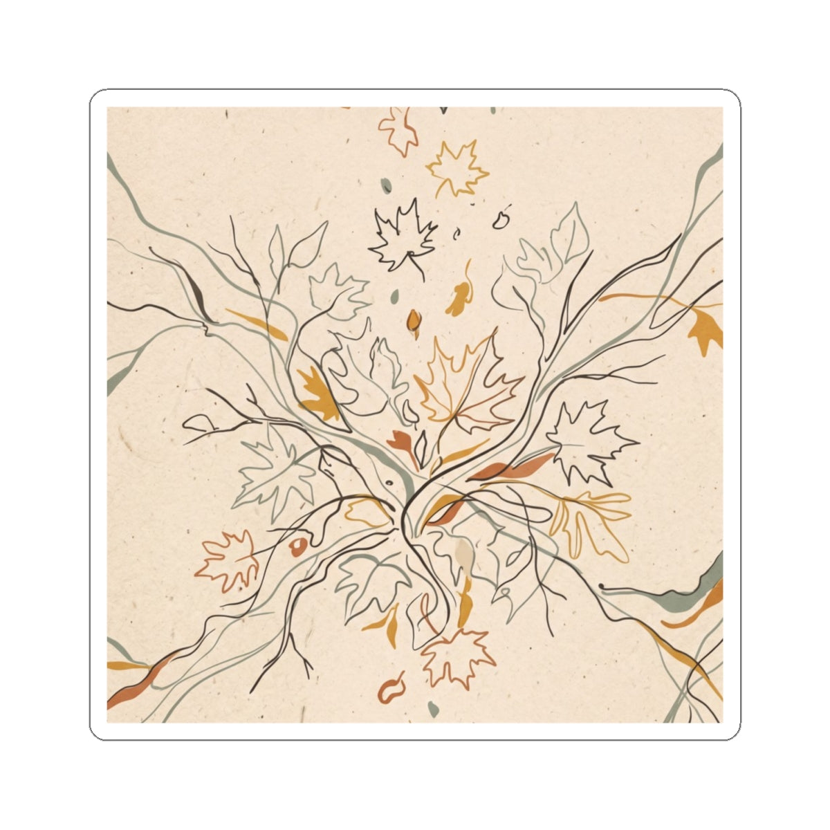 Shadow Play Sticker | Autumn Japandi Minimal Line Art