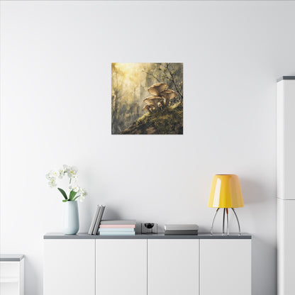 Wild Mushrooms Canvas Art | Spring Japandi Watercolor Art