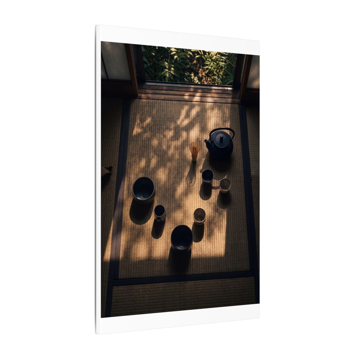 Shibui Tea Ceremony Canvas Art - Dark Japandi Shadow Zen