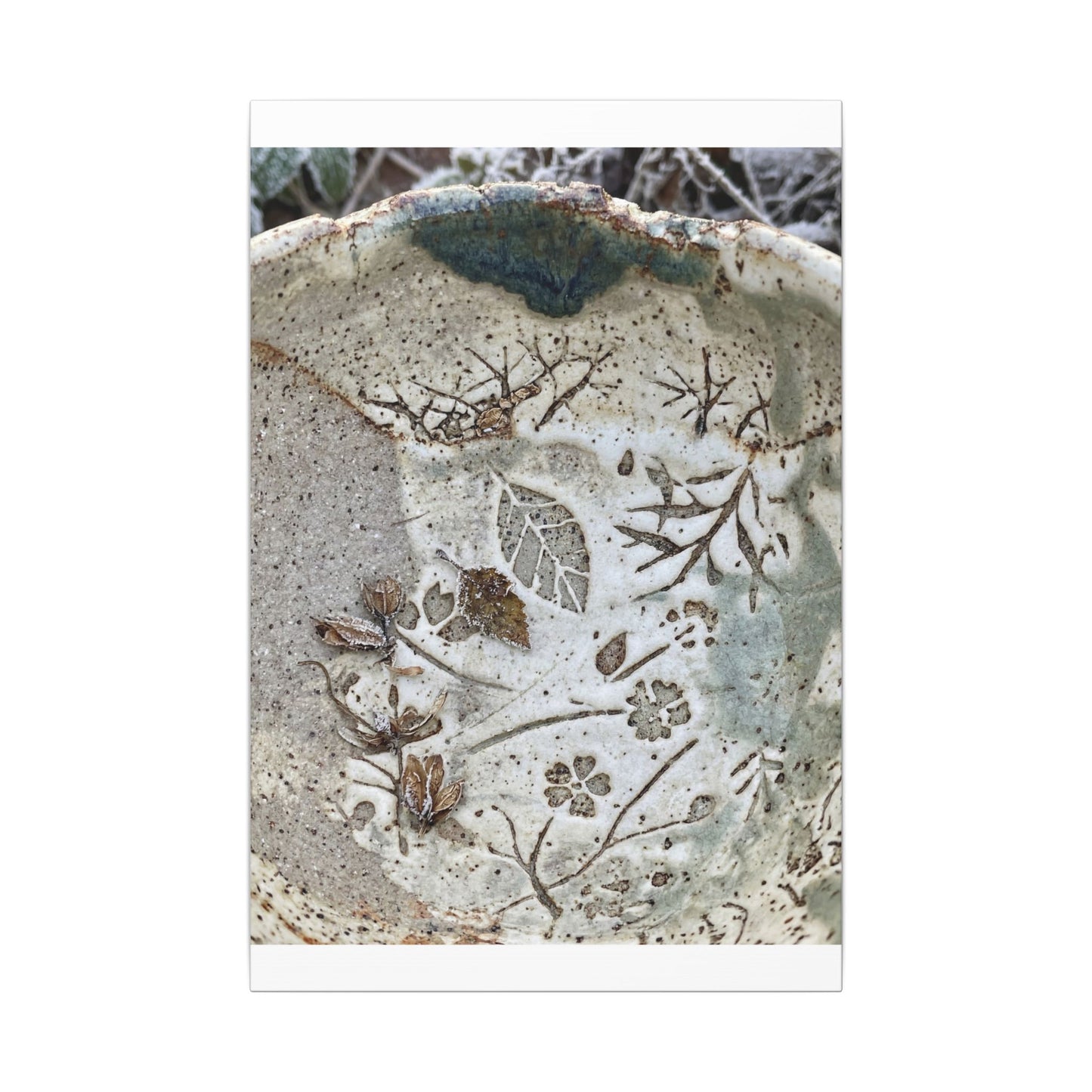 Ceramic Bowl Winter Canvas Art | Japandi Earthy Design