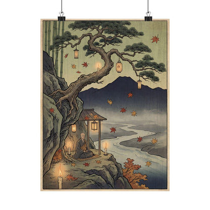 Pine Tree Autumn Wall Art Print | Zen Tranquil Design Art Print
