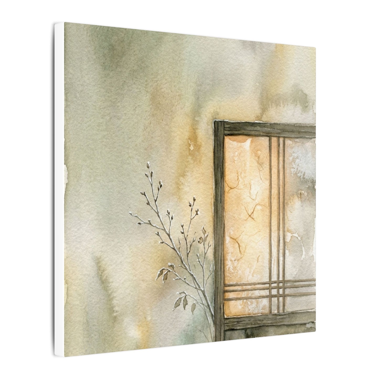 Ma Shoji Screen Canvas Art - Japandi Watercolor