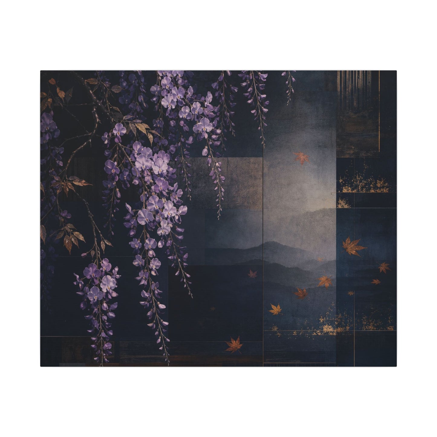 Dawn Wisteria Canvas Art - Dark Japandi Fukinsei