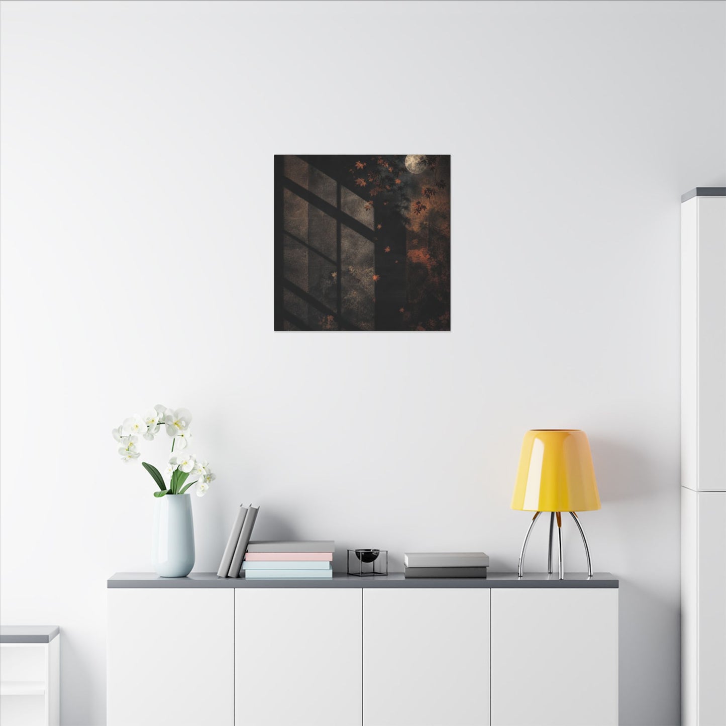 Sophisticated Shadow Play Canvas Art - Dark Texture Dark Japandi