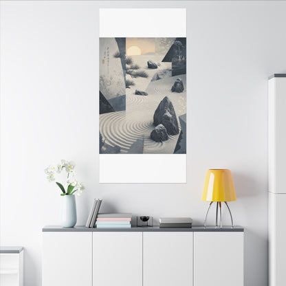 Seijaku Rock Garden Canvas Art - Zen Ukiyo E Inspired