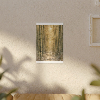 Bamboo Grove Winter Canvas Art | Japandi Elegant Design