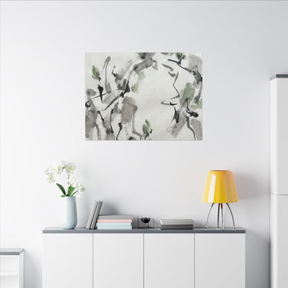 Zen Ink Brushstroke in Overcast | Sumi E Canvas Art