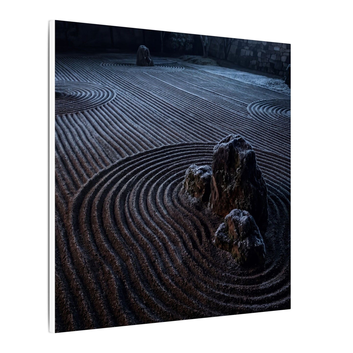 Moonlight Rock Garden Canvas Art - Dark Japandi Seijaku