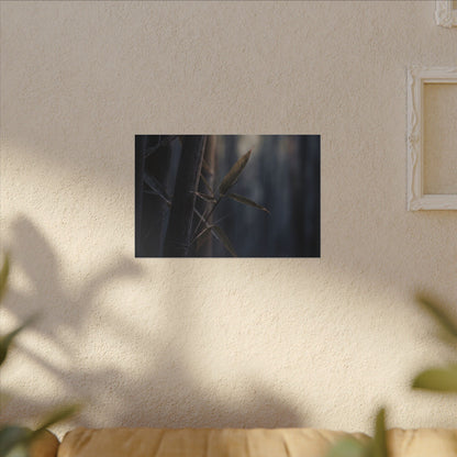 Dark Japandi Bamboo Grove in Dawn | Moody Minimal Canvas Art