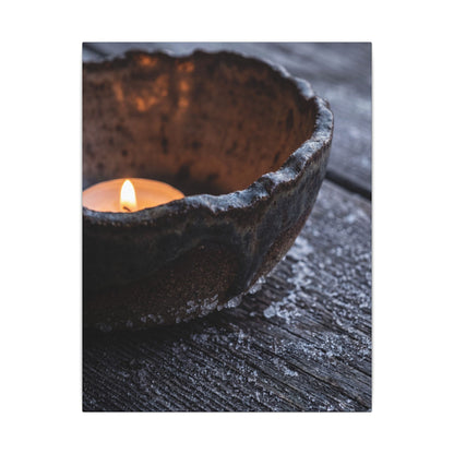 Atmospheric Ceramic Bowl Canvas Art - Moody Minimal Dark Japandi