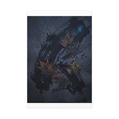 Sophisticated Ink Brushstroke Canvas Art - Dark Texture Dark Japandi