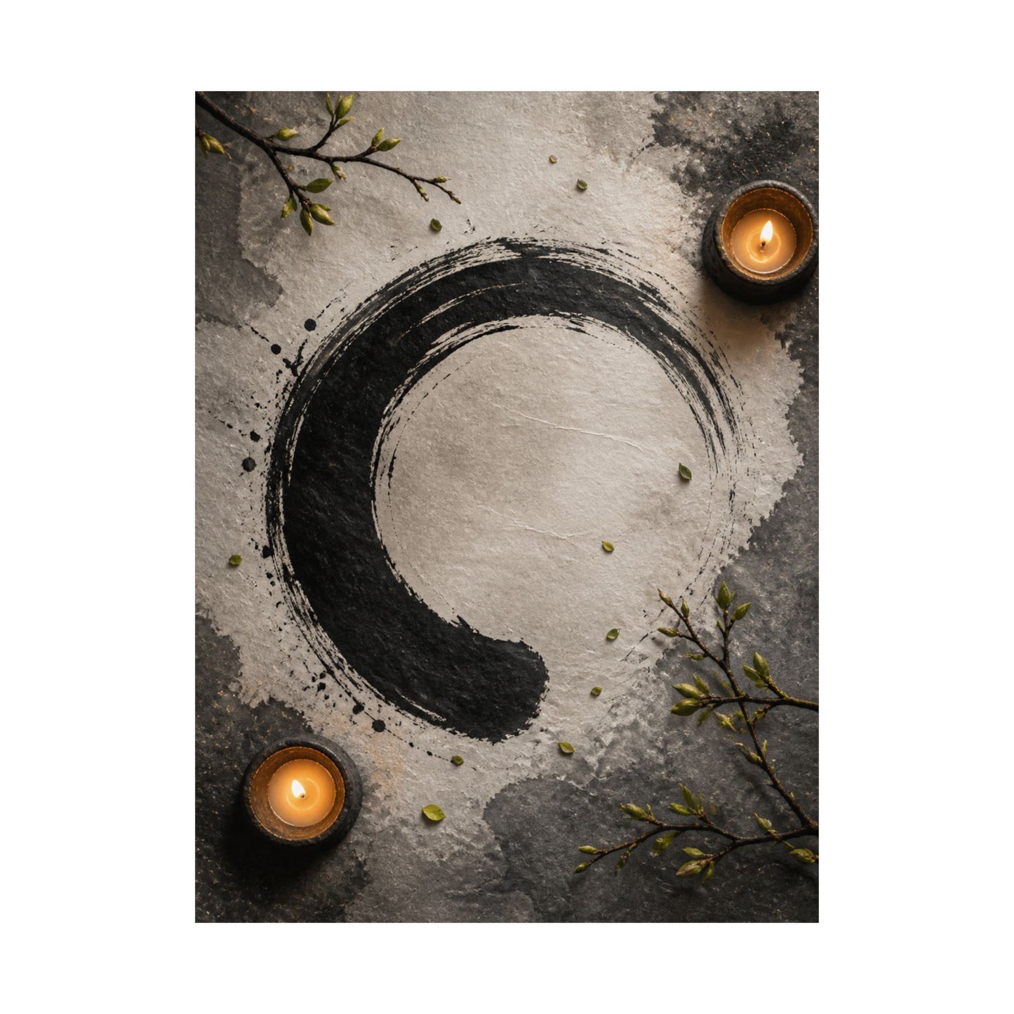 Peaceful Ink Brushstroke Wall Art Print - Enso Zen