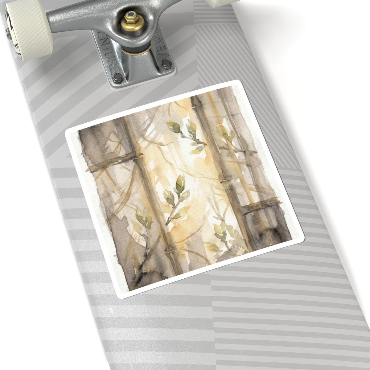 Japandi Shoji Screen in Golden Hour | Watercolor Sticker Art Print