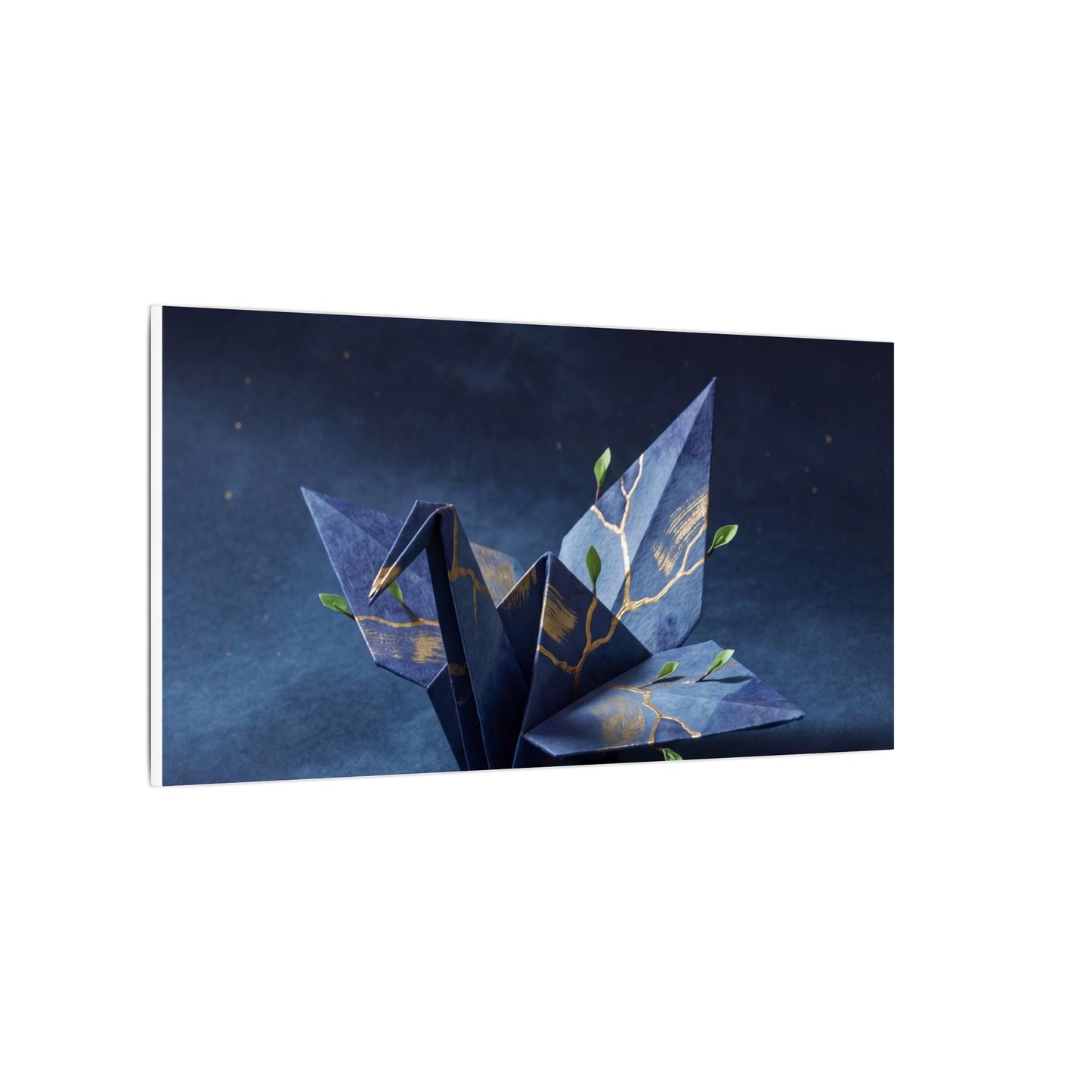 Kintsugi Paper Fold in Moonlight | Crackle Gold Canvas Art
