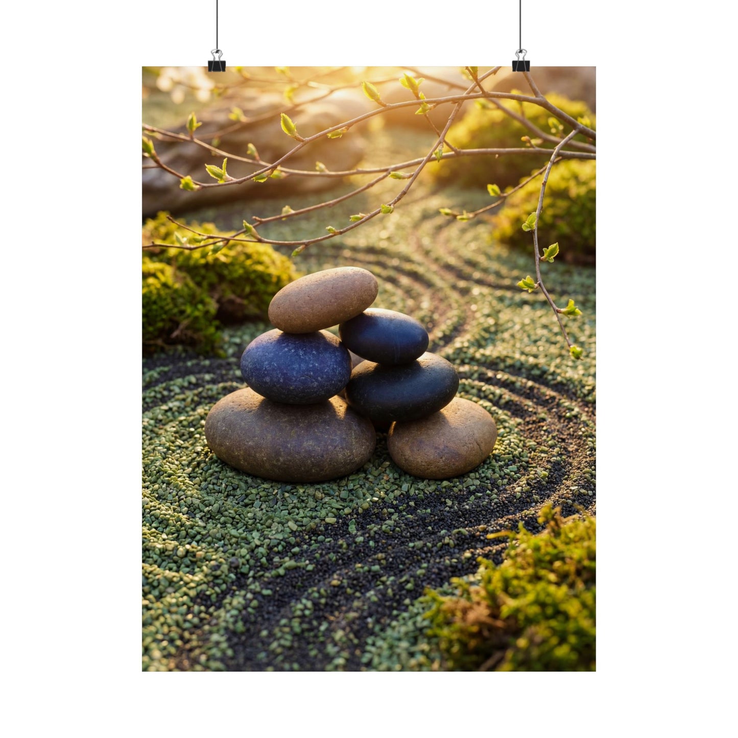 River Stones Spring Wall Art Print | Zen Contemplative Design Art Print