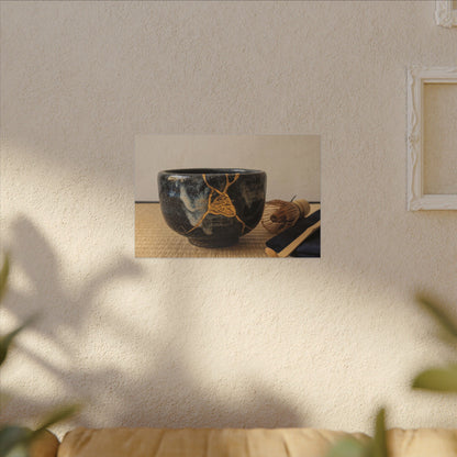 Kanso Tea Ceremony Canvas Art - Kintsugi Gold Vein