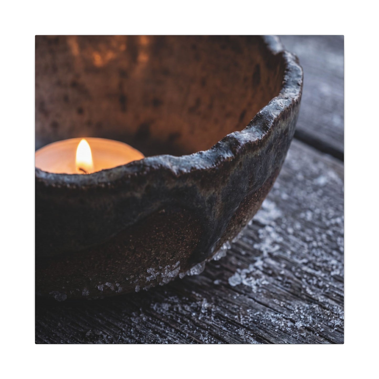 Atmospheric Ceramic Bowl Canvas Art - Moody Minimal Dark Japandi