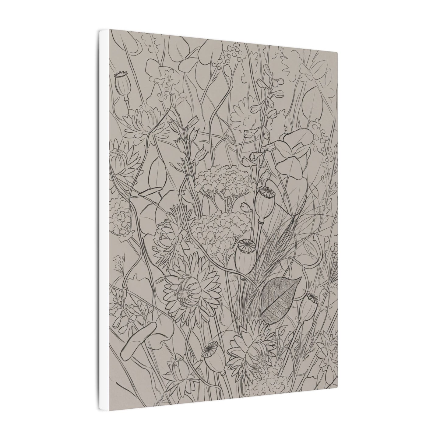 Summer Dried Flowers Minimal Line Canvas Art | Elegant Decor