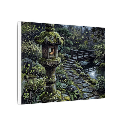 Japandi Stone Lantern in Moonlight | Texture Canvas Art