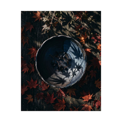 Kanso Ceramic Bowl Wall Art Print - Dark Japandi Shadow Zen