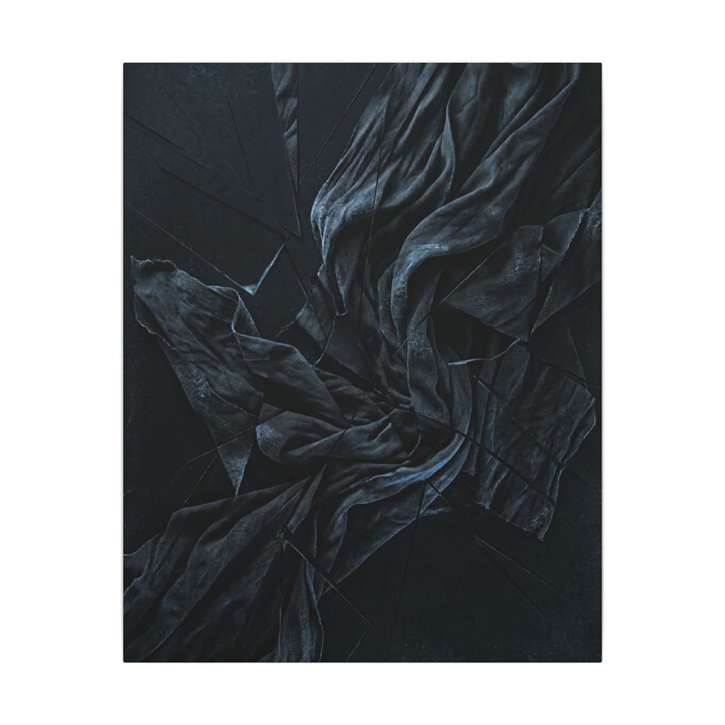 Dark Japandi Silk Drape in Moonlight | Moody Minimal Canvas Art