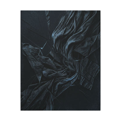 Dark Japandi Silk Drape in Moonlight | Moody Minimal Canvas Art