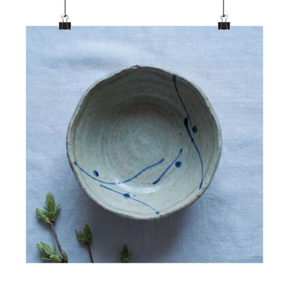 Japandi Ceramic Bowl in Moonlight | Minimal Line Wall Art Print