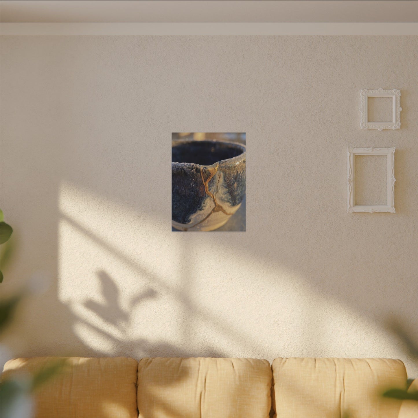 Winter Ceramic Bowl Gold Vein Canvas Art | Healing Decor