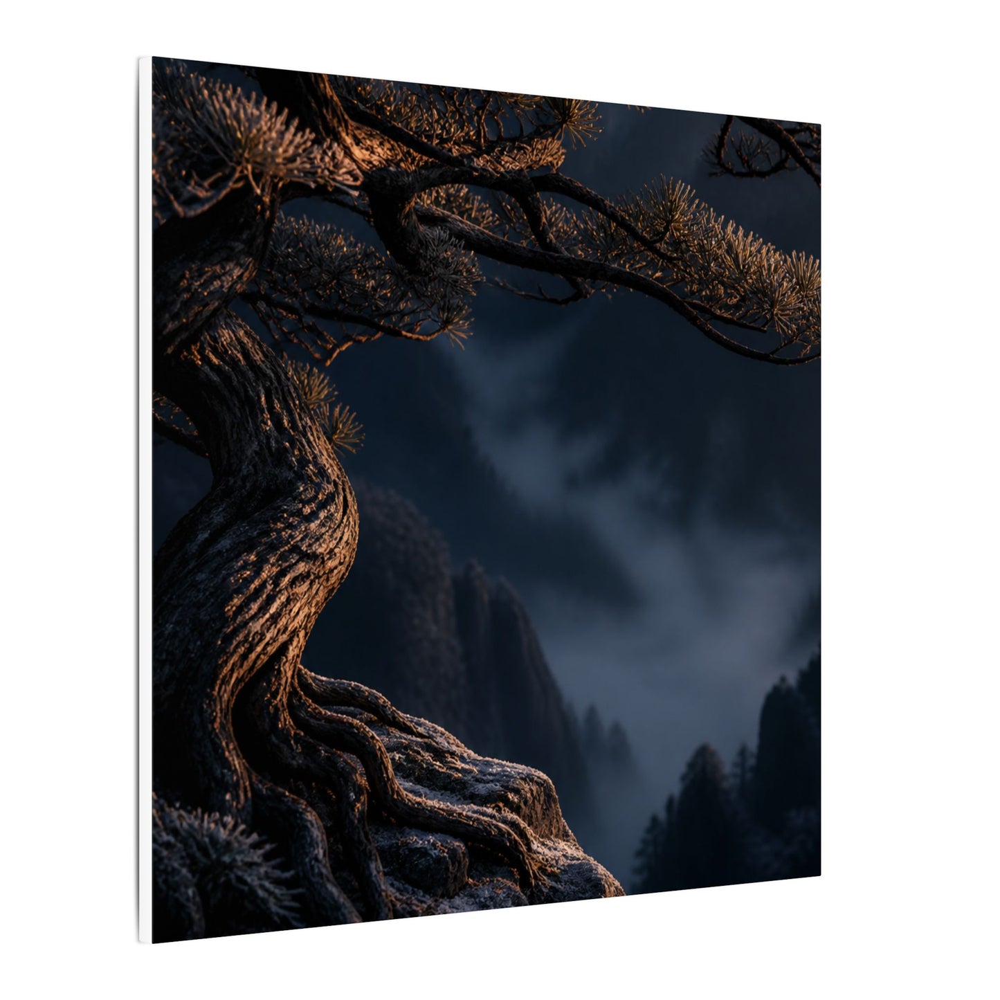 Bold Pine Tree Canvas Art - Shadow Zen Dark Japandi