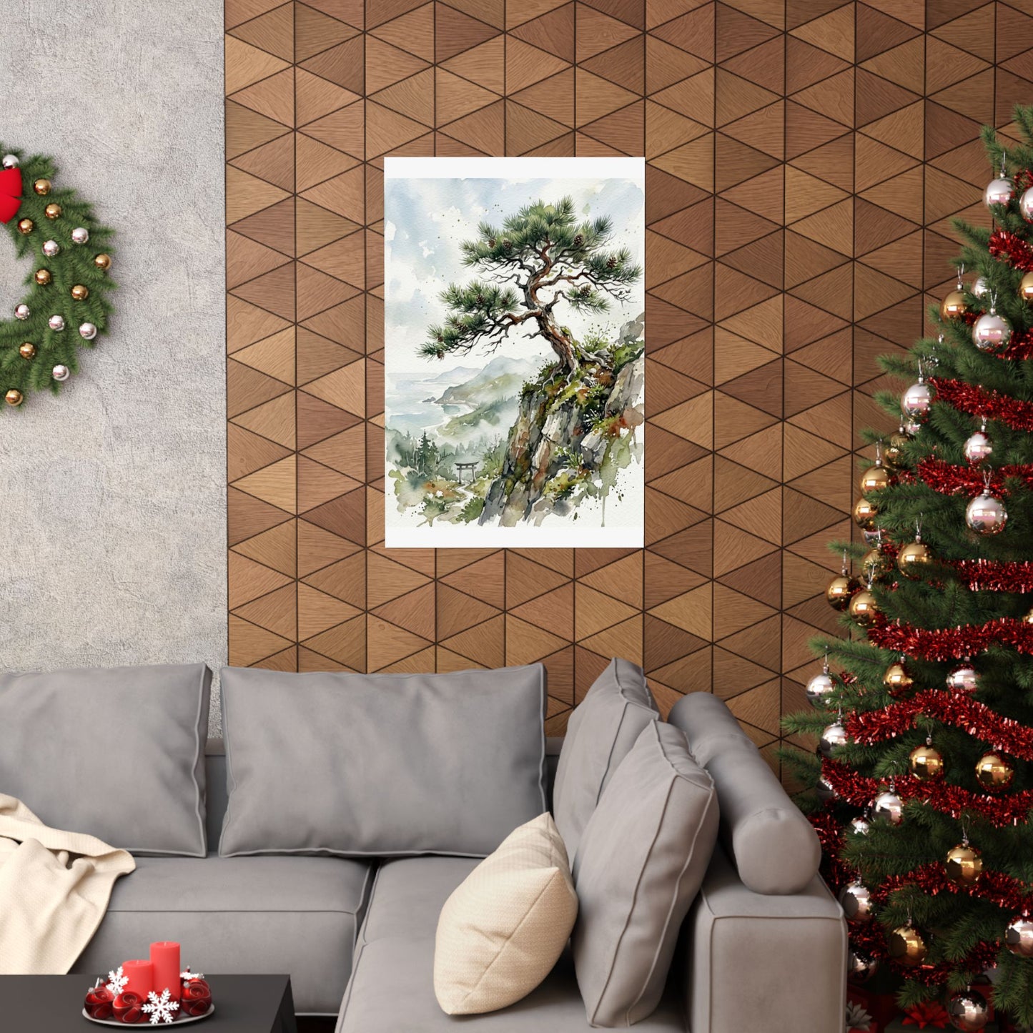 Pine Tree Wall Art Print | Spring Japandi Watercolor Art