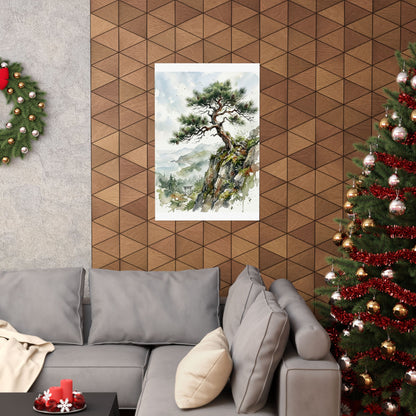 Pine Tree Wall Art Print | Spring Japandi Watercolor Art