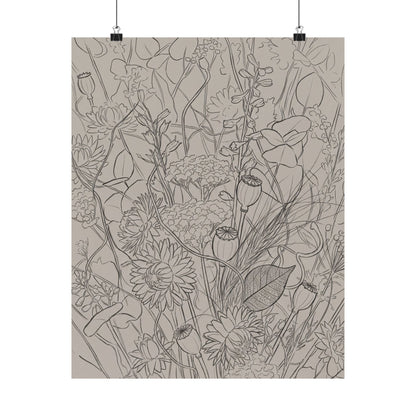 Summer Dried Flowers Minimal Line Wall Art Print | Cozy Decor
