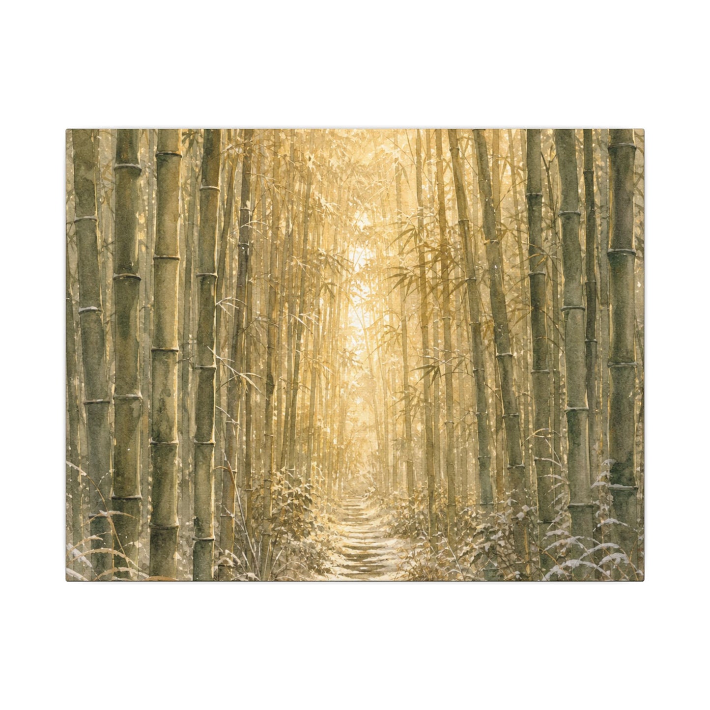 Bamboo Grove Winter Canvas Art | Japandi Elegant Design