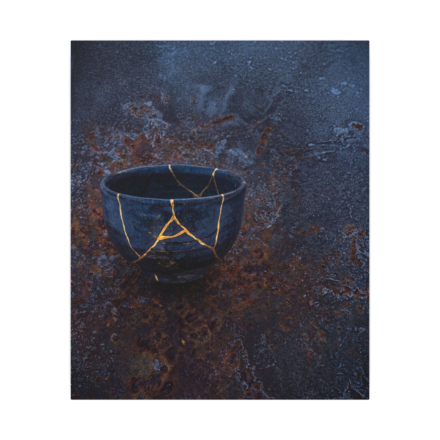 Rust Patina Winter Canvas Art | Kintsugi Healing Design