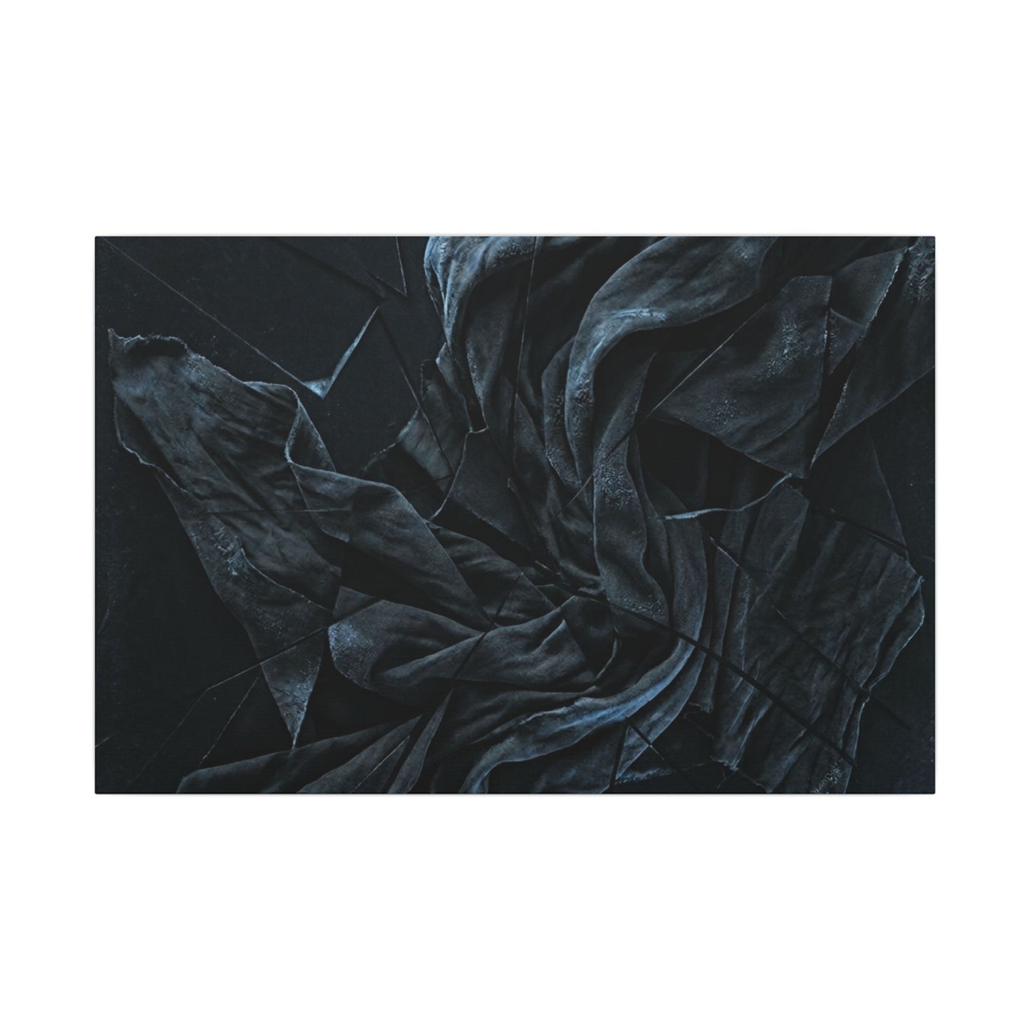 Dark Japandi Silk Drape in Moonlight | Moody Minimal Canvas Art