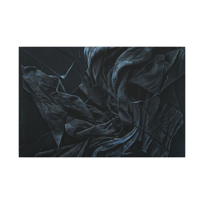 Dark Japandi Silk Drape in Moonlight | Moody Minimal Canvas Art
