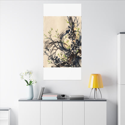 Ma Shadow Play Canvas Art - Dark Japandi Charcoal Ink