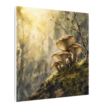 Wild Mushrooms Canvas Art | Spring Japandi Watercolor Art