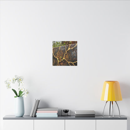 Mono No Aware Rust Patina Canvas Art - Kintsugi Gold Repair