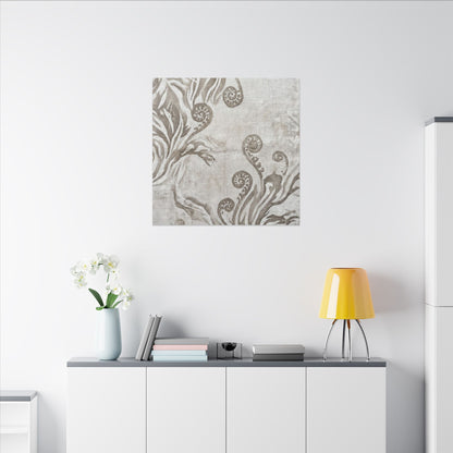 Japandi Fern Unfurling in Overcast | Japanese Pattern Canvas Art