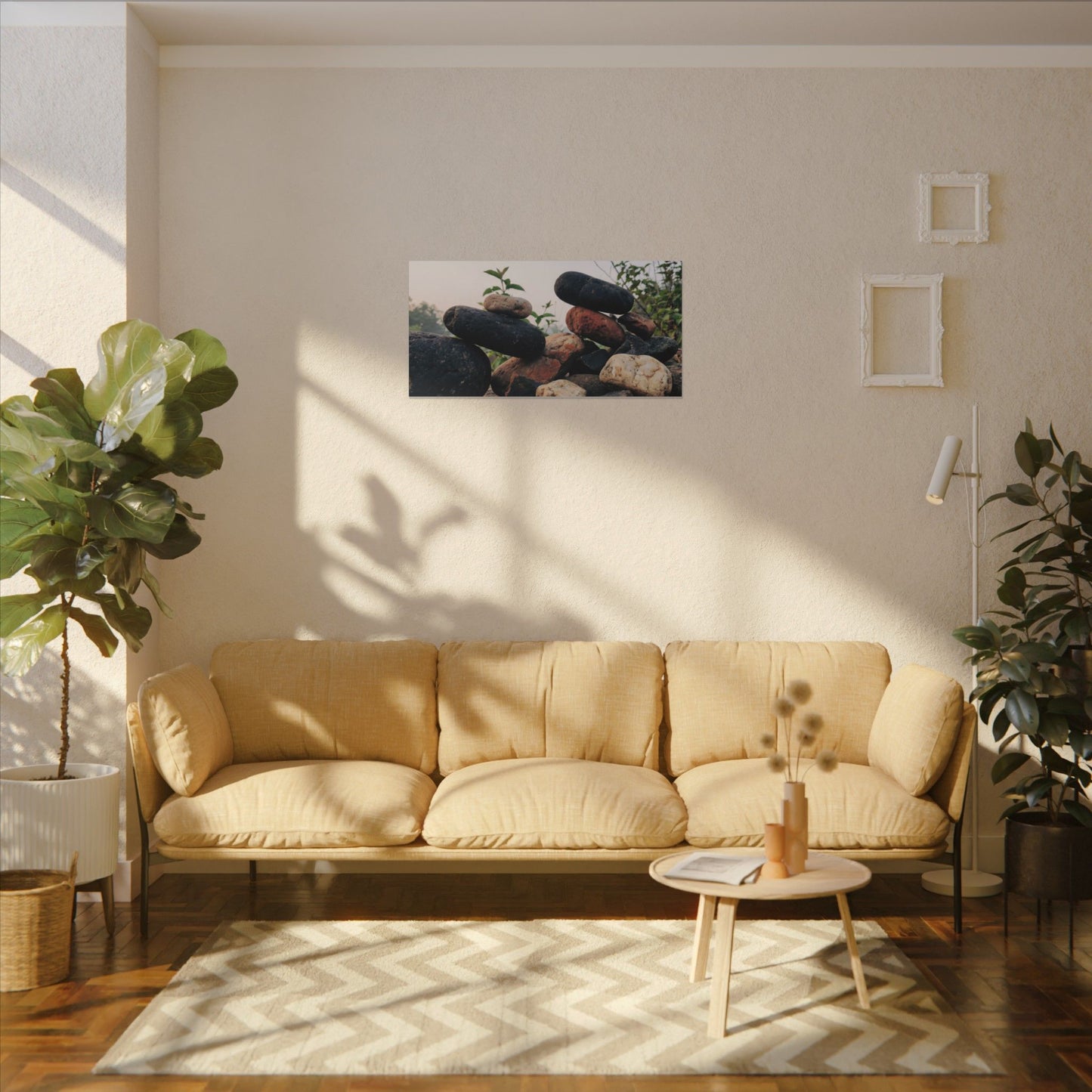 River Stones Canvas Art | Spring Kintsugi Broken Beauty Art