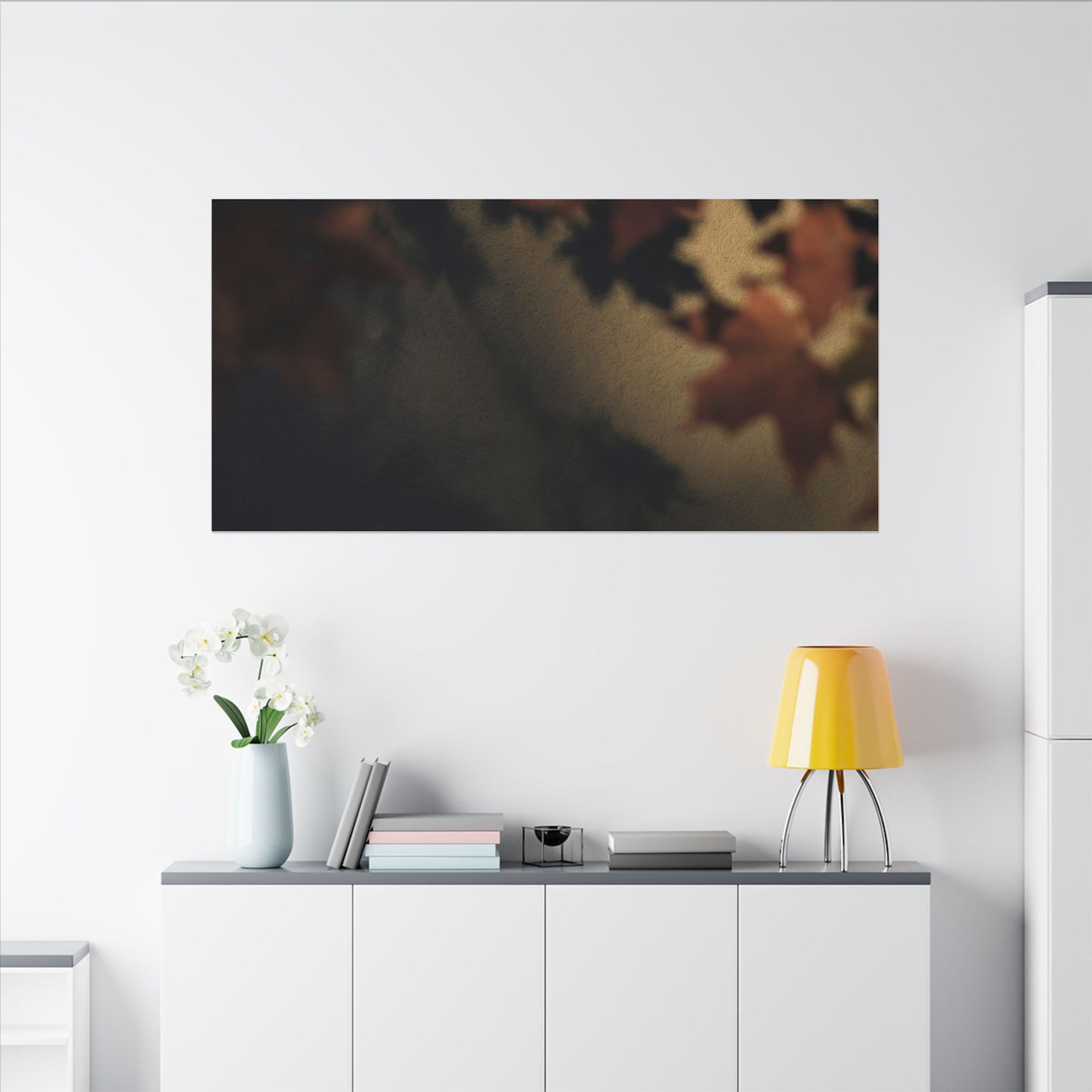 Shadow Play Canvas Art | Autumn Dark Japandi Moody Minimal Art