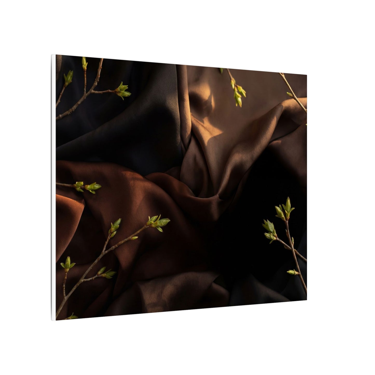Dark Japandi Silk Drape in Golden Hour | Moody Minimal Canvas Art