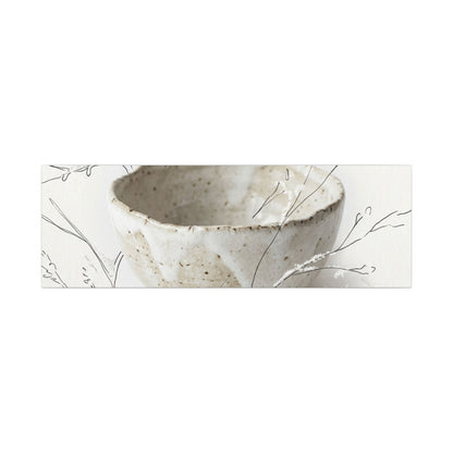 Neutral Ceramic Bowl Canvas Art - Minimal Line Japandi